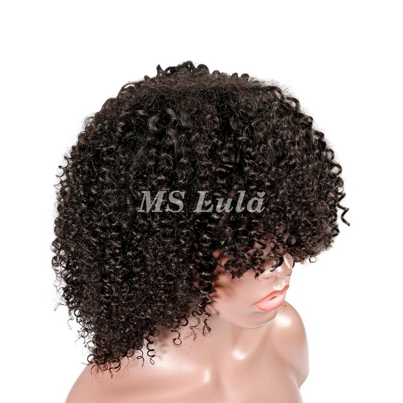 Kinky Curly Wig With Bangs Machine-made Wig For Black Women - 图片 6